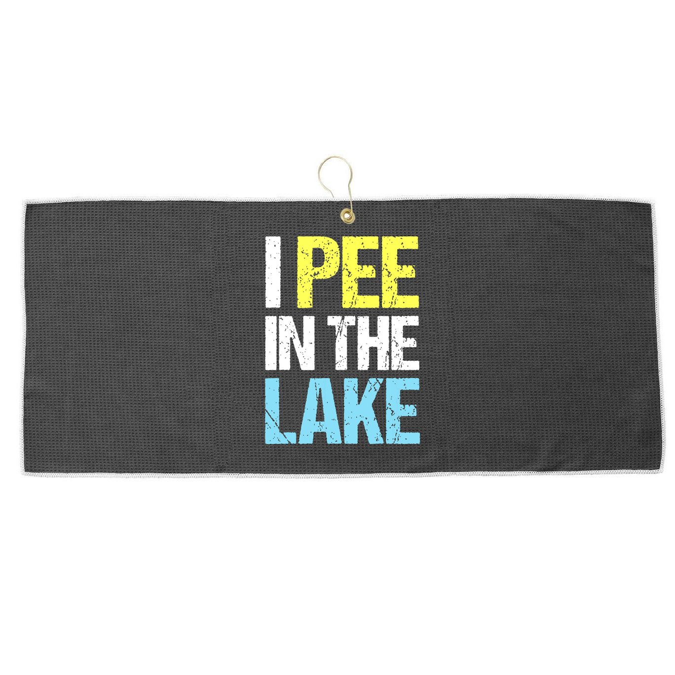 I Pee In The Lake Funny Summer Vacation Large Microfiber Waffle Golf Towel