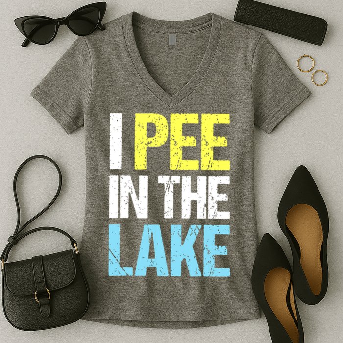 I Pee In The Lake Funny Summer Vacation Women's V-Neck T-Shirt