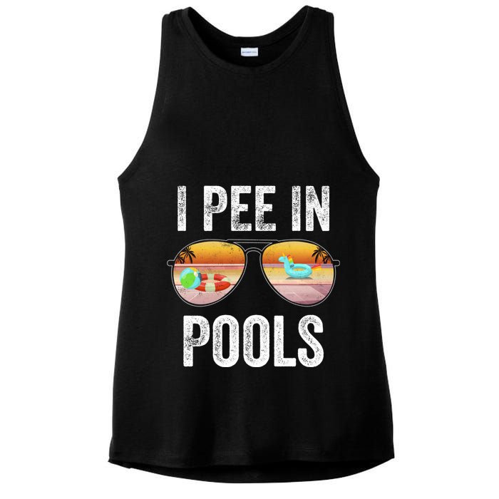 I Pee In Pools Funny Ladies PosiCharge Tri-Blend Wicking Tank