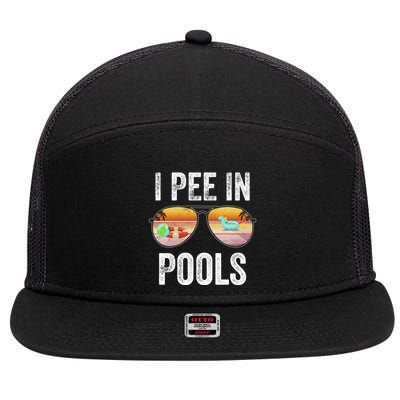 I Pee In Pools Funny 7 Panel Mesh Trucker Snapback Hat