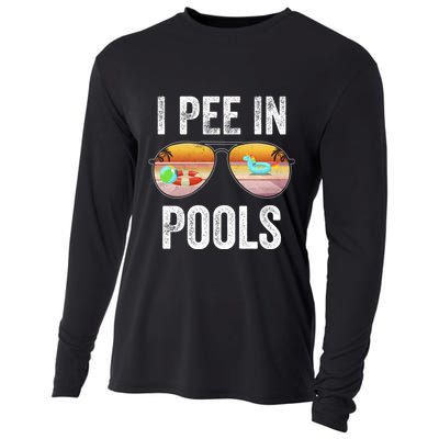 I Pee In Pools Funny Cooling Performance Long Sleeve Crew