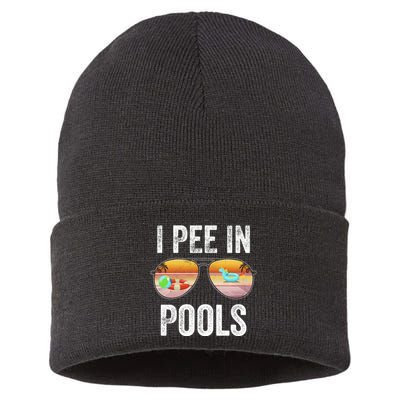 I Pee In Pools Funny Sustainable Knit Beanie