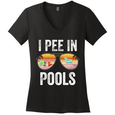 I Pee In Pools Funny Women's V-Neck T-Shirt
