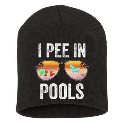 I Pee In Pools Funny Short Acrylic Beanie