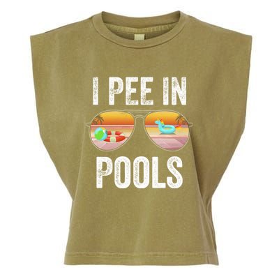 I Pee In Pools Funny Garment-Dyed Women's Muscle Tee