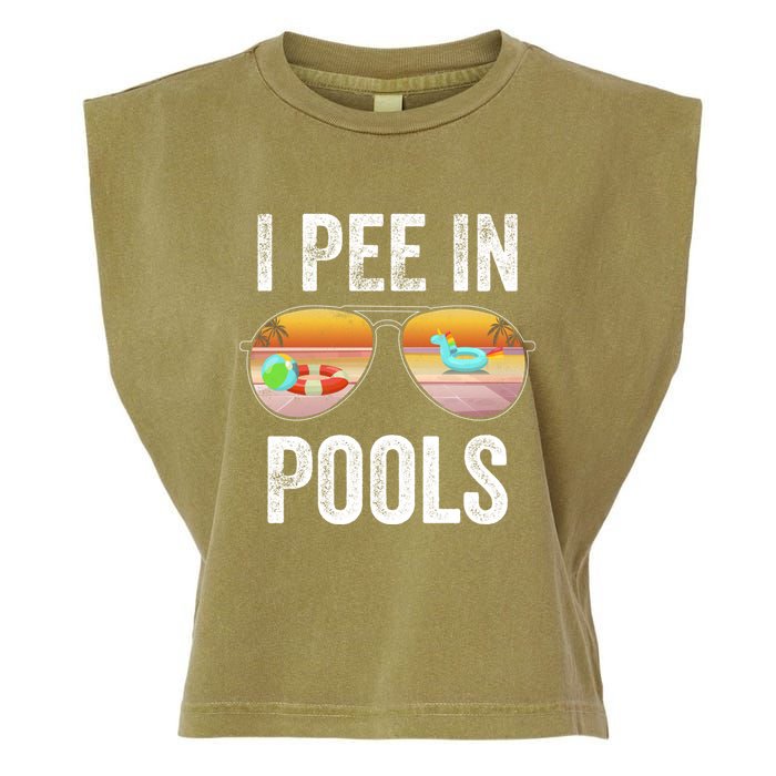 I Pee In Pools Funny Garment-Dyed Women's Muscle Tee