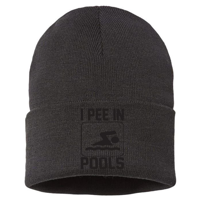 I Pee In Pools Funny I Pee In Pools Sustainable Knit Beanie