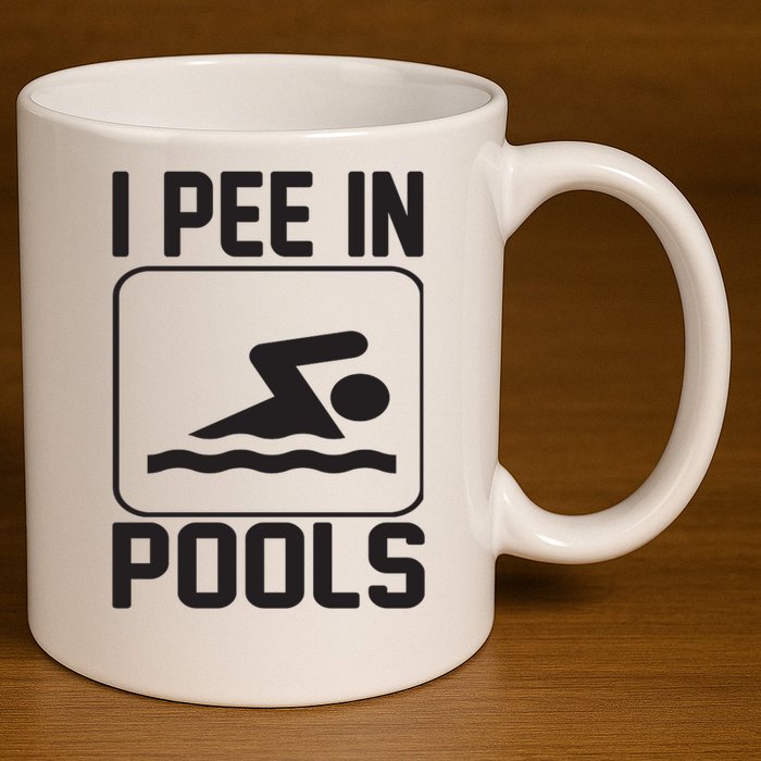 I Pee In Pools Funny I Pee In Pools 11oz C Handle Ceramic Mug