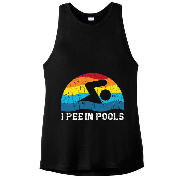 I Pee In Pools Funny Swimmer Swimming Coach Player Graphic Ladies PosiCharge Tri-Blend Wicking Tank