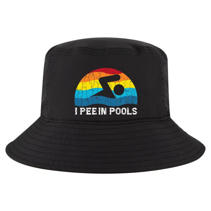 I Pee In Pools Funny Swimmer Swimming Coach Player Graphic Cool Comfort Performance Bucket Hat