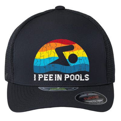 I Pee In Pools Funny Swimmer Swimming Coach Player Graphic Flexfit Unipanel Trucker Cap