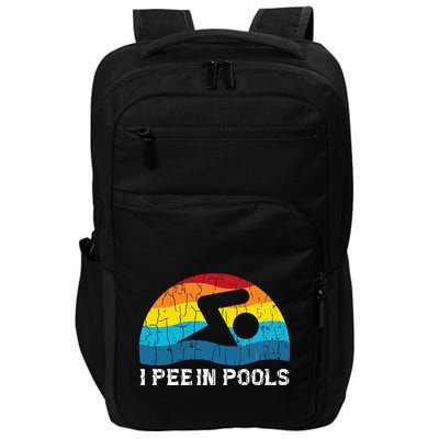 I Pee In Pools Funny Swimmer Swimming Coach Player Graphic Impact Tech Backpack