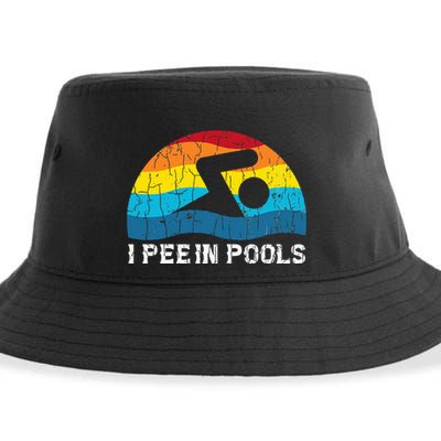 I Pee In Pools Funny Swimmer Swimming Coach Player Graphic Sustainable Bucket Hat