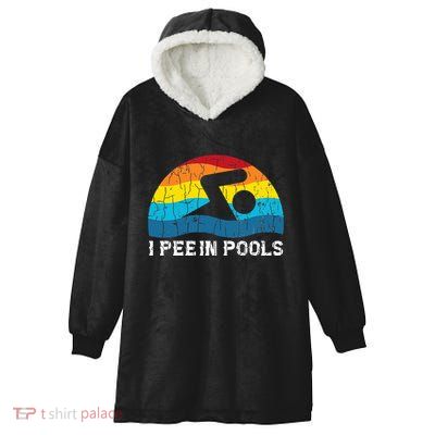 I Pee In Pools Funny Swimmer Swimming Coach Player Graphic Hooded Wearable Blanket