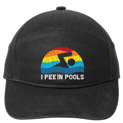 I Pee In Pools Funny Swimmer Swimming Coach Player Graphic 7-Panel Snapback Hat