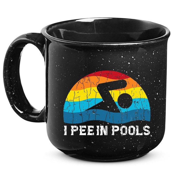 I Pee In Pools Funny Swimmer Swimming Coach Player Graphic 15oz Campfire Ceramic Mug