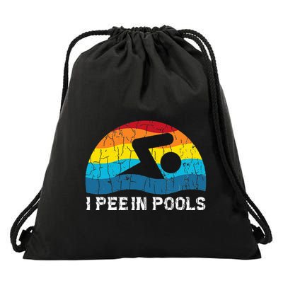 I Pee In Pools Funny Swimmer Swimming Coach Player Graphic Drawstring Bag