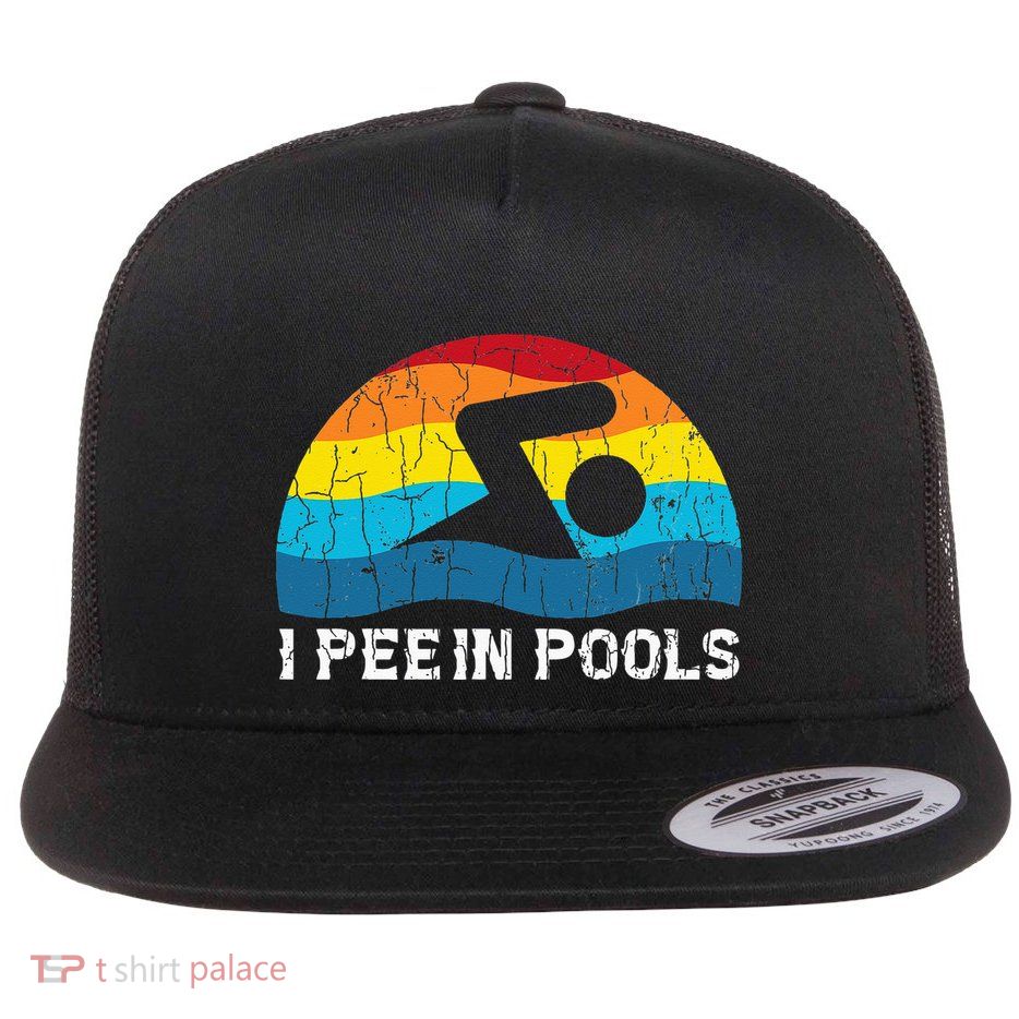I Pee In Pools Funny Swimmer Swimming Coach Player Graphic Flatbill Hat