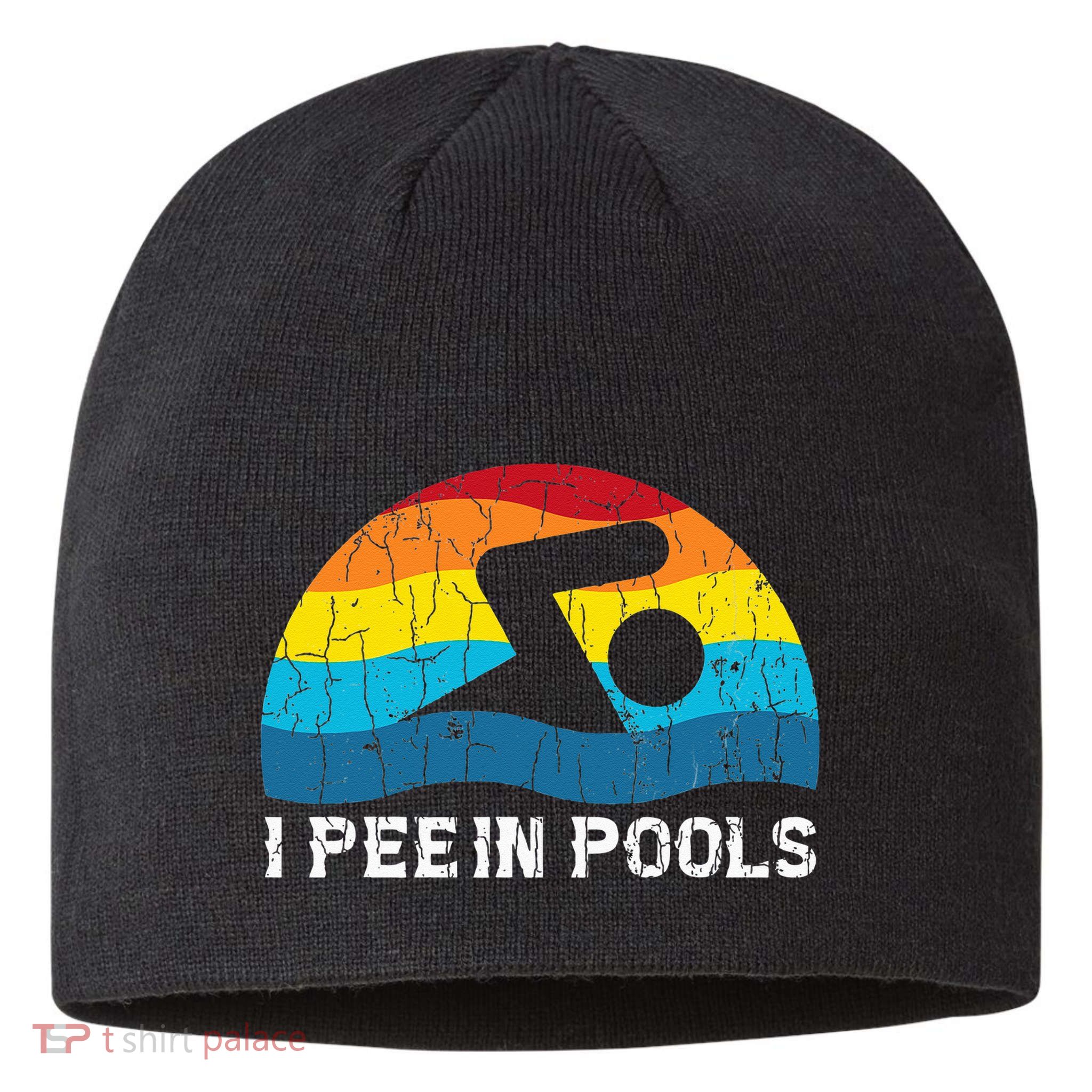 I Pee In Pools Funny Swimmer Swimming Coach Player Graphic Sustainable Beanie
