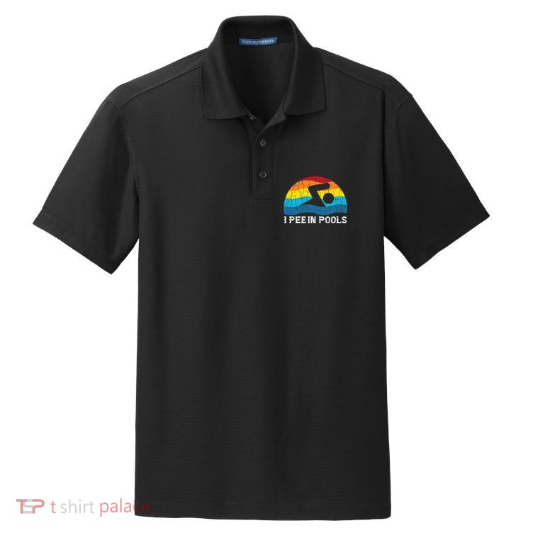 I Pee In Pools Funny Swimmer Swimming Coach Player Graphic Dry Zone Grid Polo