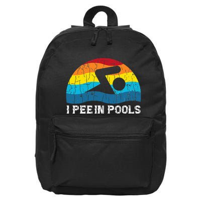I Pee In Pools Funny Swimmer Swimming Coach Player Graphic 16 in Basic Backpack
