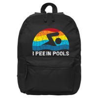 I Pee In Pools Funny Swimmer Swimming Coach Player Graphic 16 in Basic Backpack