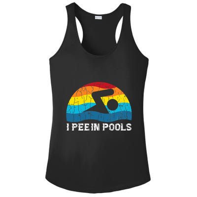 I Pee In Pools Funny Swimmer Swimming Coach Player Graphic Ladies PosiCharge Competitor Racerback Tank