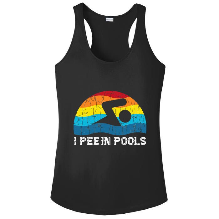 I Pee In Pools Funny Swimmer Swimming Coach Player Graphic Ladies PosiCharge Competitor Racerback Tank