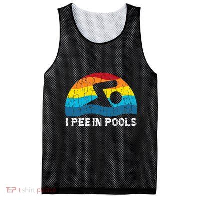 I Pee In Pools Funny Swimmer Swimming Coach Player Graphic Mesh Reversible Basketball Jersey Tank