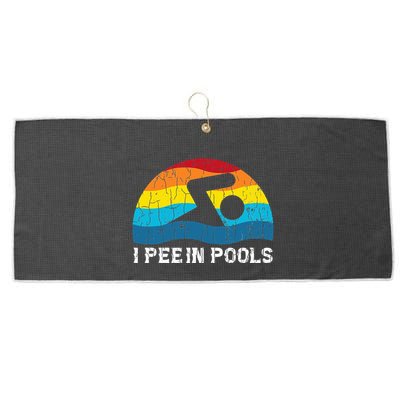 I Pee In Pools Funny Swimmer Swimming Coach Player Graphic Large Microfiber Waffle Golf Towel