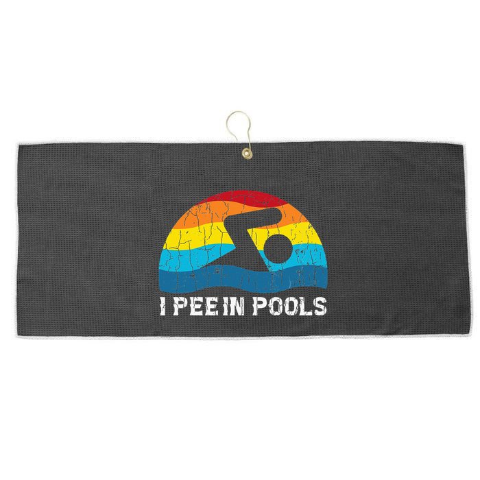 I Pee In Pools Funny Swimmer Swimming Coach Player Graphic Large Microfiber Waffle Golf Towel