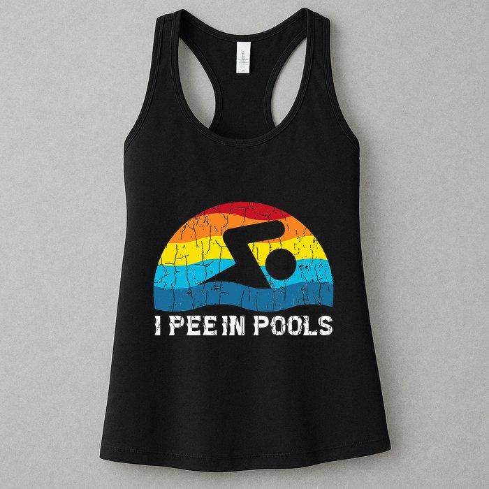I Pee In Pools Funny Swimmer Swimming Coach Player Graphic Womens Tank Top