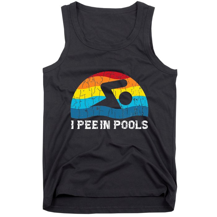 I Pee In Pools Funny Swimmer Swimming Coach Player Graphic Tank Top