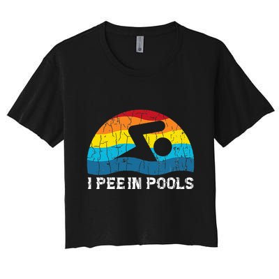 I Pee In Pools Funny Swimmer Swimming Coach Player Graphic Crop Top