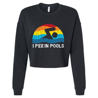 I Pee In Pools Funny Swimmer Swimming Coach Player Graphic Cropped Pullover Crew
