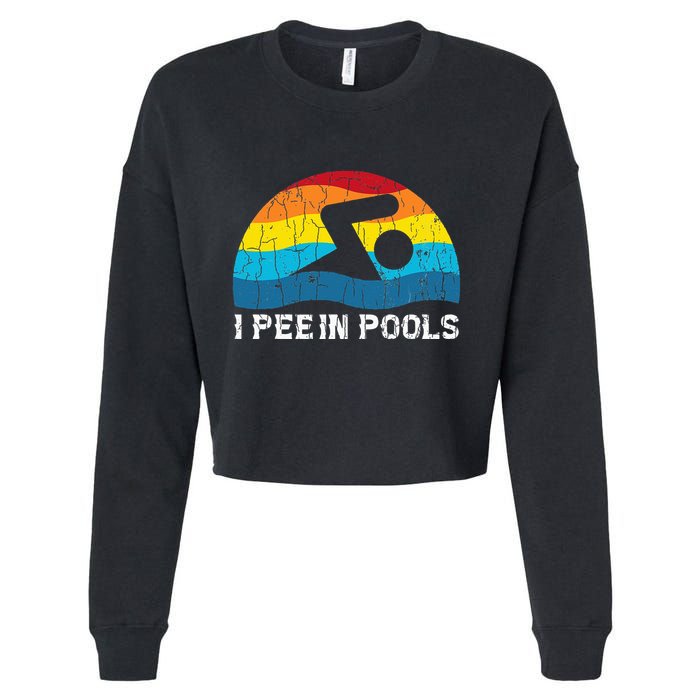 I Pee In Pools Funny Swimmer Swimming Coach Player Graphic Cropped Pullover Crew