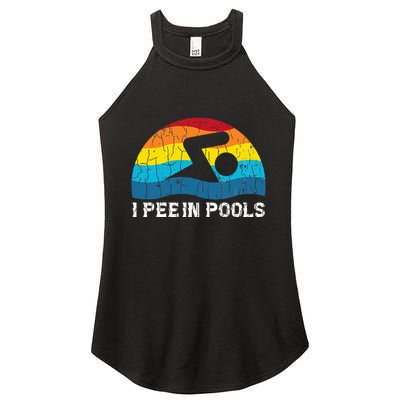 I Pee In Pools Funny Swimmer Swimming Coach Player Graphic Women's Perfect Tri Rocker Tank