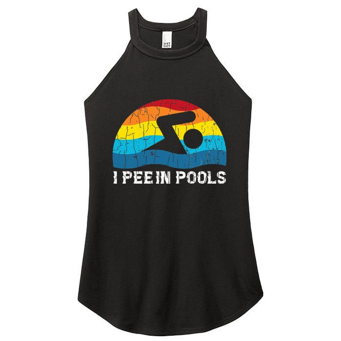 I Pee In Pools Funny Swimmer Swimming Coach Player Graphic Women's Perfect Tri Rocker Tank