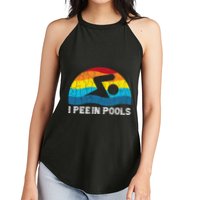 I Pee In Pools Funny Swimmer Swimming Coach Player Graphic Women's Perfect Tri Rocker Tank