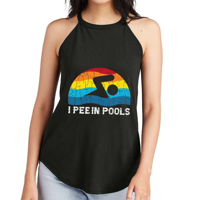 I Pee In Pools Funny Swimmer Swimming Coach Player Graphic Women's Perfect Tri Rocker Tank