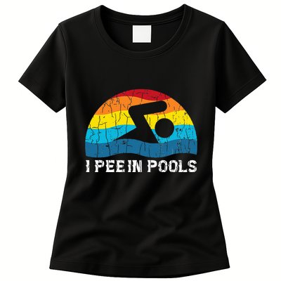 I Pee In Pools Funny Swimmer Swimming Coach Player Graphic Womens T-Shirt