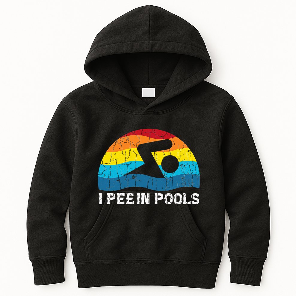 I Pee In Pools Funny Swimmer Swimming Coach Player Graphic Kids Hoodie