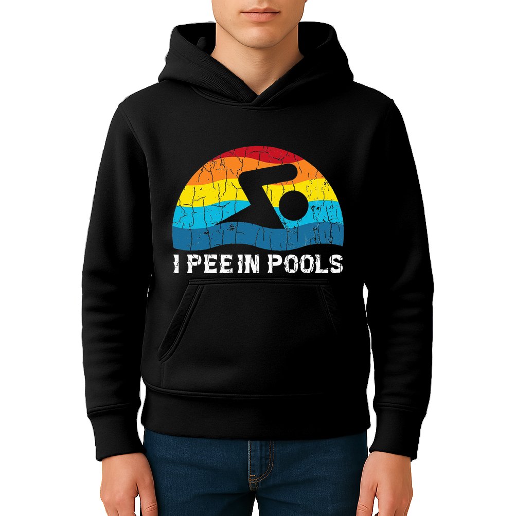 I Pee In Pools Funny Swimmer Swimming Coach Player Graphic Kids Hoodie
