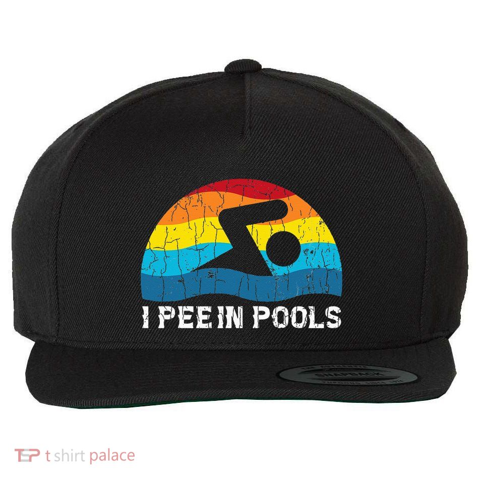 I Pee In Pools Funny Swimmer Swimming Coach Player Graphic Wool Snapback Cap