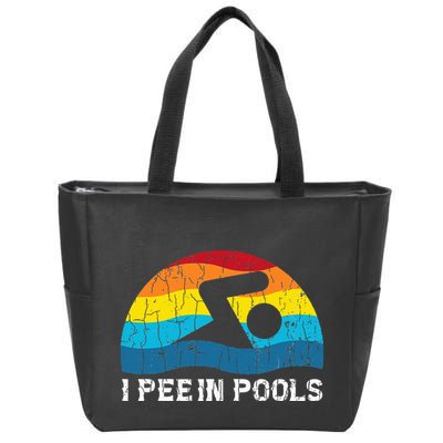 I Pee In Pools Funny Swimmer Swimming Coach Player Graphic Zip Tote Bag