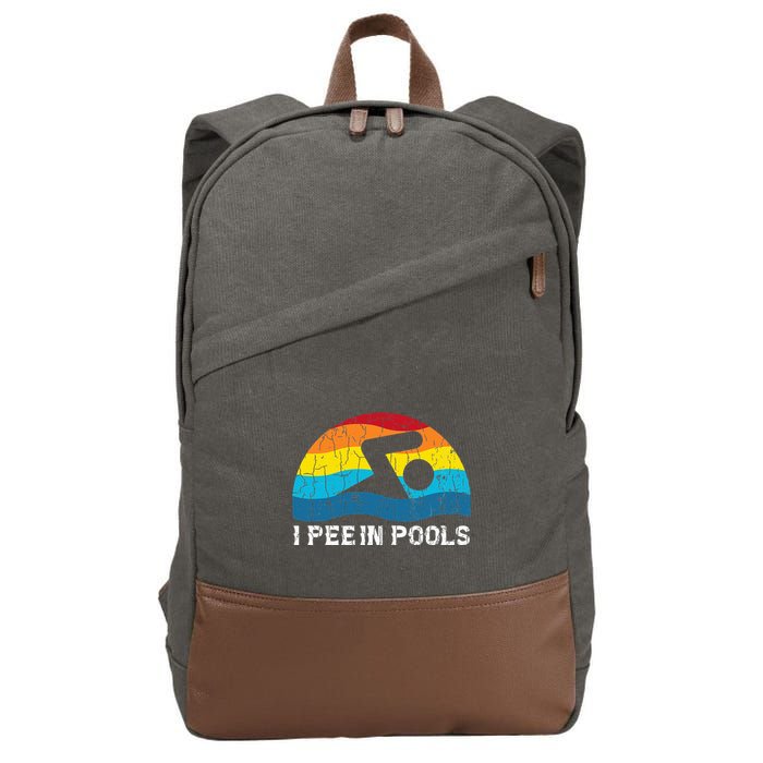 I Pee In Pools Funny Swimmer Swimming Coach Player Graphic Cotton Canvas Backpack