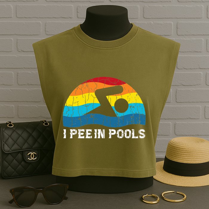 I Pee In Pools Funny Swimmer Swimming Coach Player Graphic Garment-Dyed Women's Muscle Tee