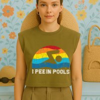 I Pee In Pools Funny Swimmer Swimming Coach Player Graphic Garment-Dyed Women's Muscle Tee