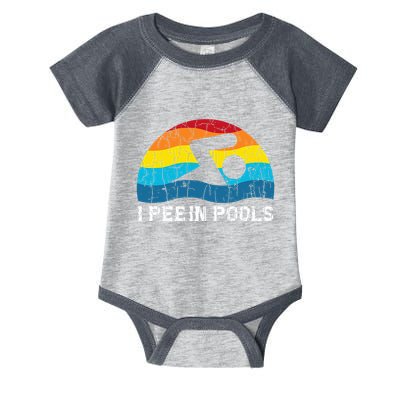 I Pee In Pools Funny Swimmer Swimming Coach Player Graphic Infant Baby Jersey Bodysuit