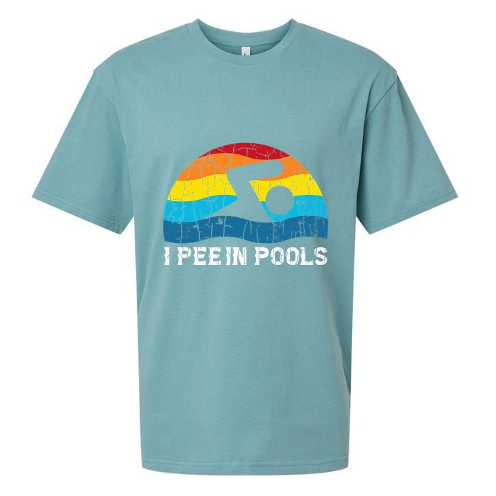 I Pee In Pools Funny Swimmer Swimming Coach Player Graphic Sueded Cloud Jersey T-Shirt